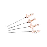 Jogo 4 Palitos para Petisco Love Zamac Rose Gold - Ela Decora